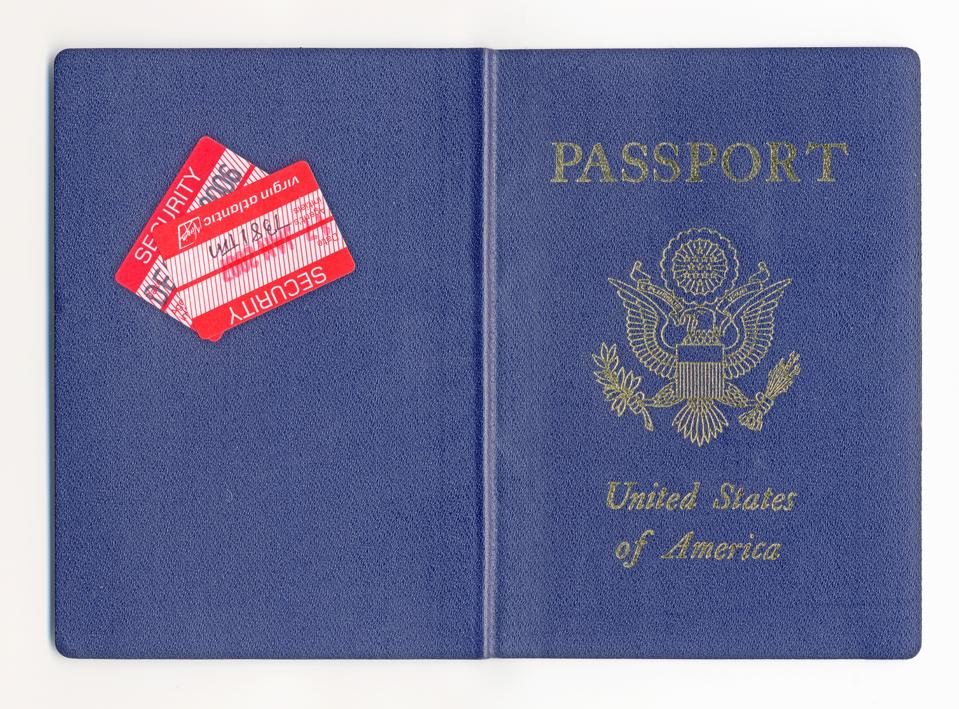 A facsimile of a U.S. passport.