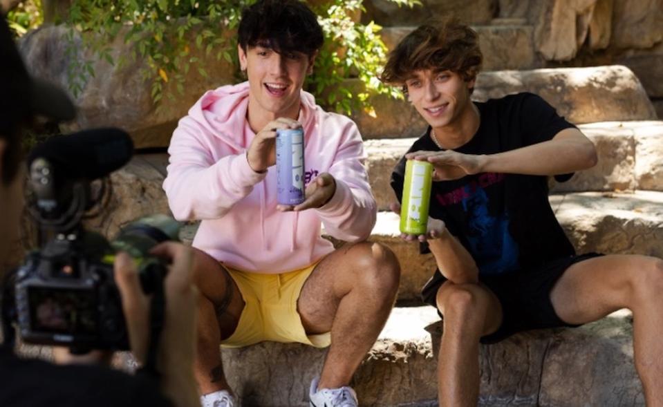 Bryce Hall and Josh Richards promote their new energy drink, Ani Energy.