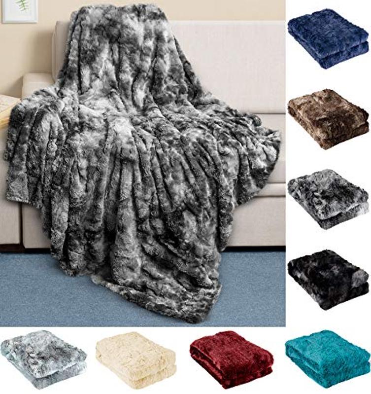 Prime Day deal Everlasting Comfort Luxury Faux Fur Throw Blanket - Ultra Soft and Fluffy