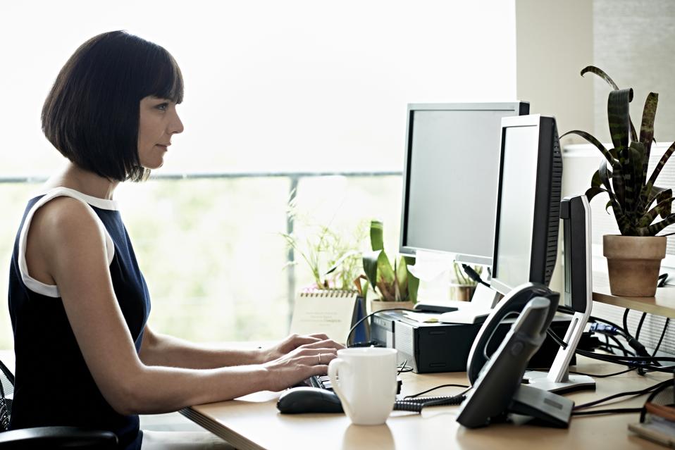 Businesswoman working on computer