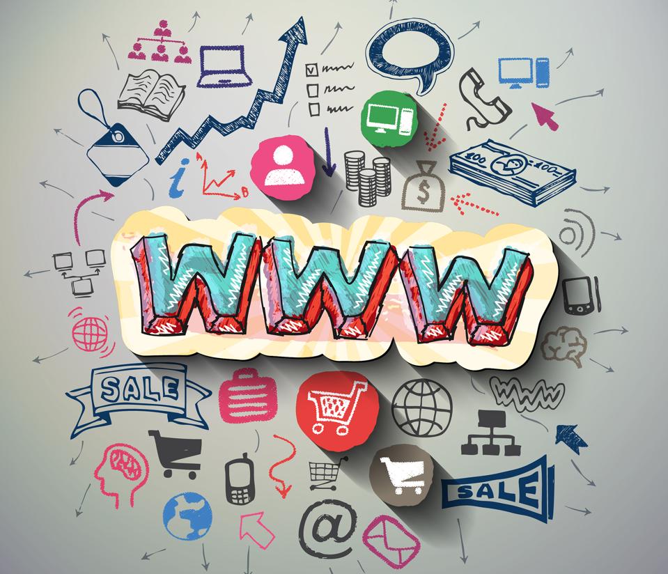 graphic with 'WWW' in the middle, surrounded by drawings of web icons
