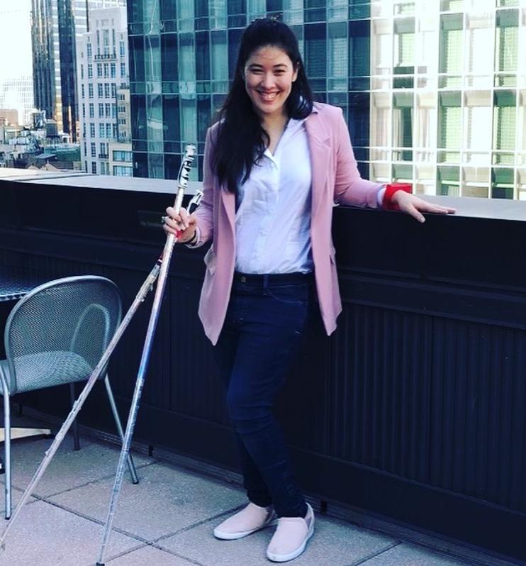 Xian Horn wearing her professional wear provided by Zappos Adaptive