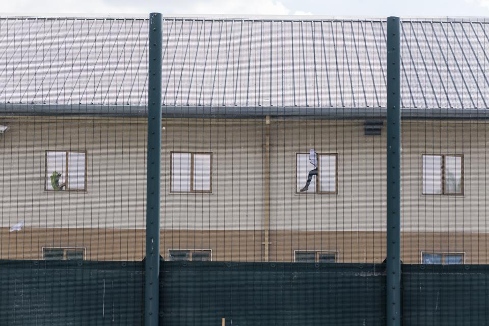 The facade of a U.K. detention center