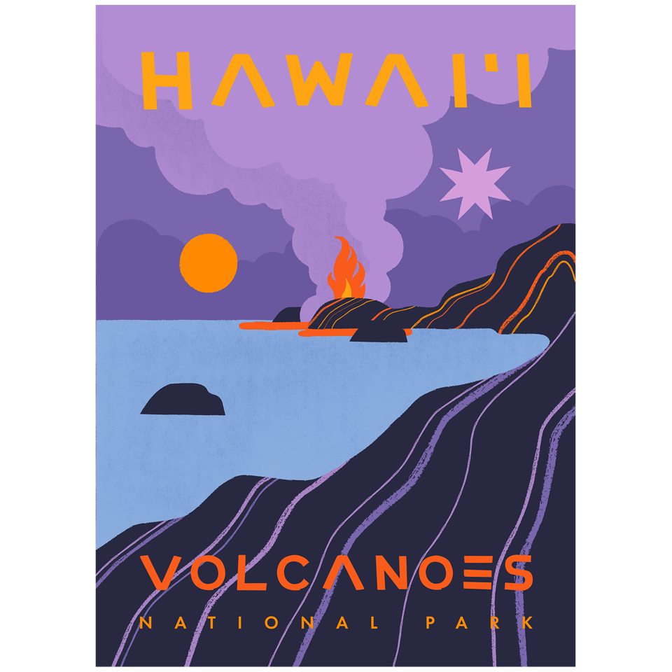 Affiche pour le parc national des volcans d'Hawaï