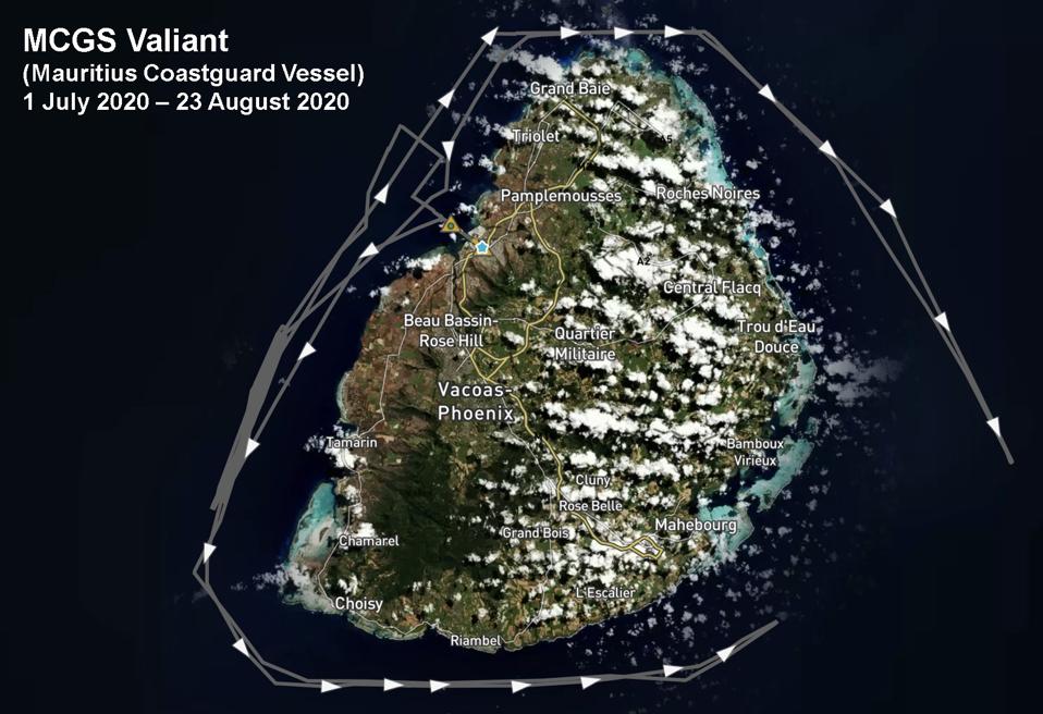 Mauritius' large Coastguard vessels were on the West Coast of the island