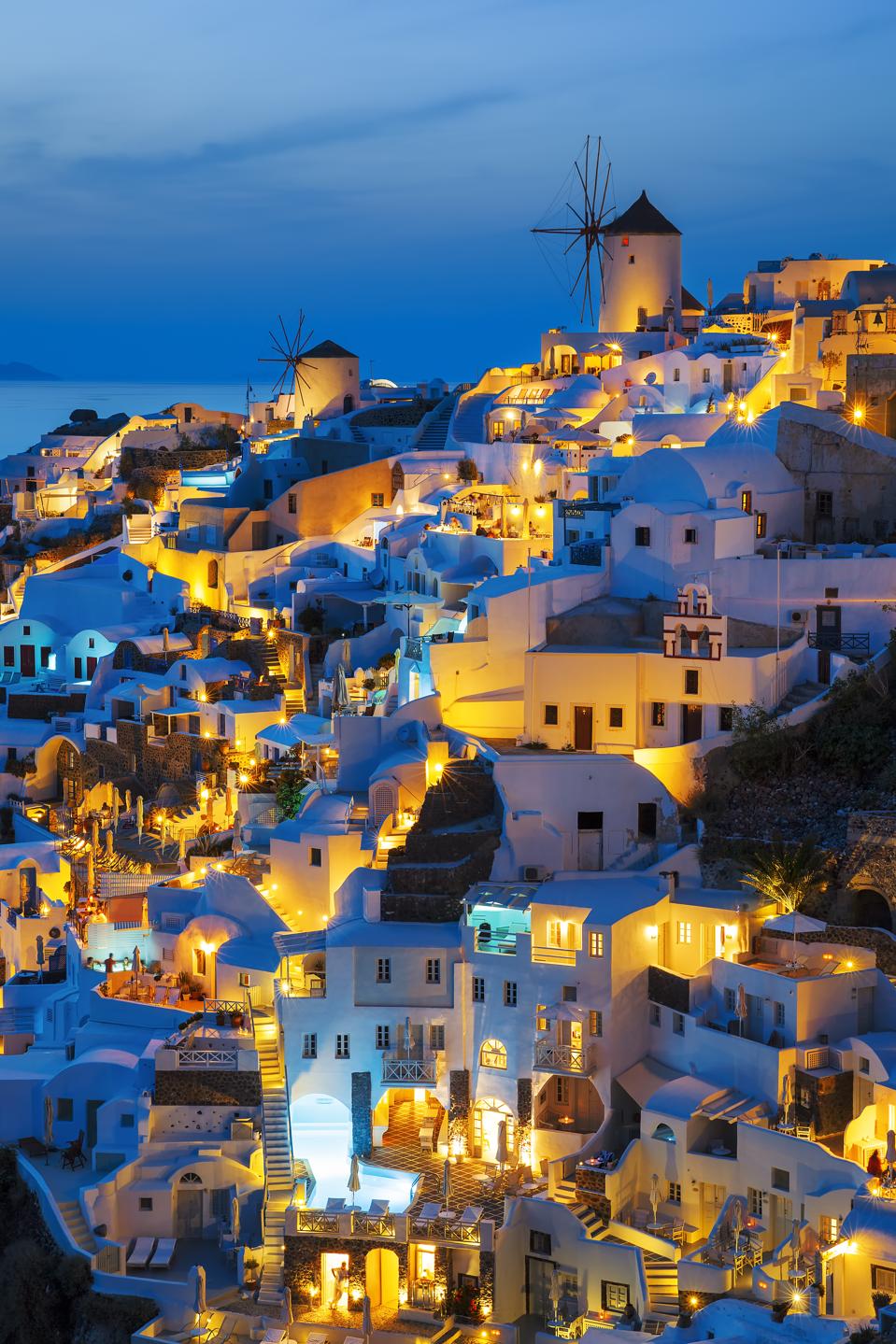 Oia village at night