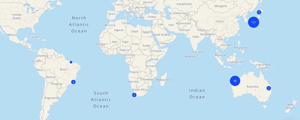 The 181 Port Calls of the Wakashio in almost a decade at sea