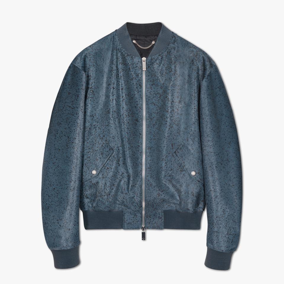 Patina Spot Calfskin Bomber, Interamente foderato in Scritto jacquard, Made in Italy