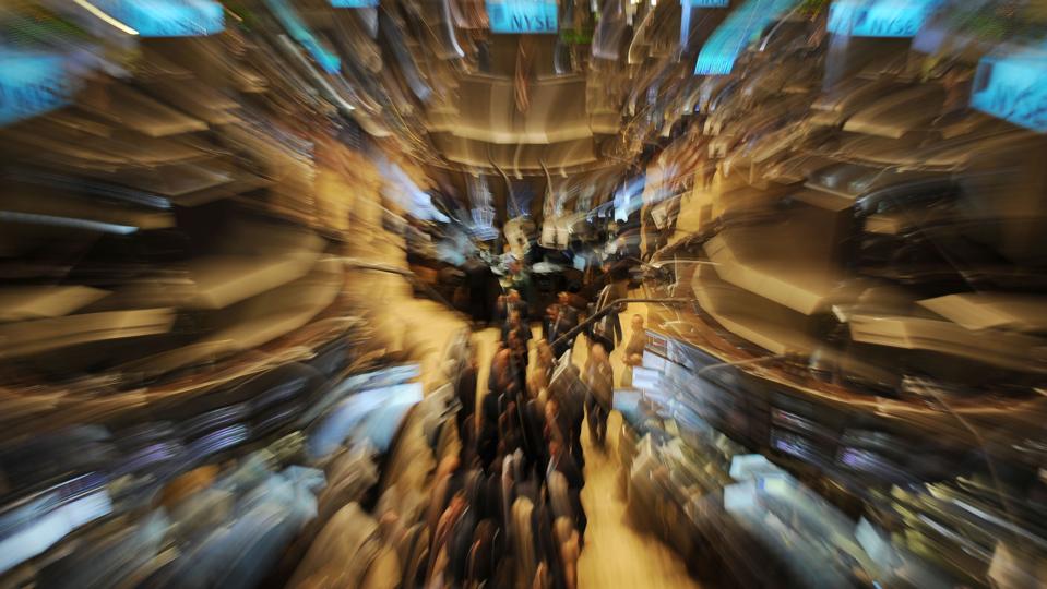 NYSE floor very active at opening bell