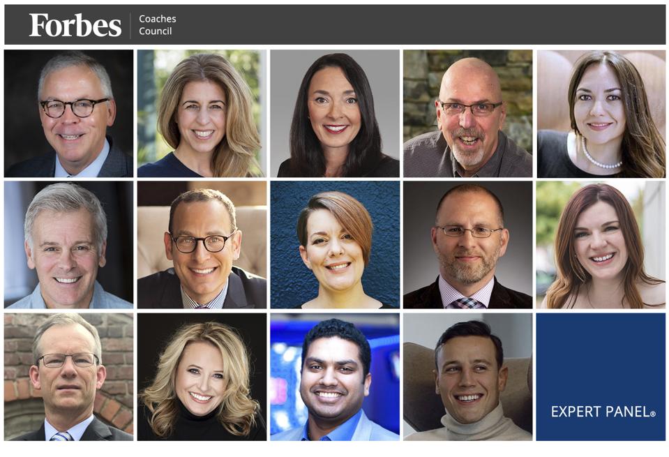 Photos of Forbes Coaches Council members featured.