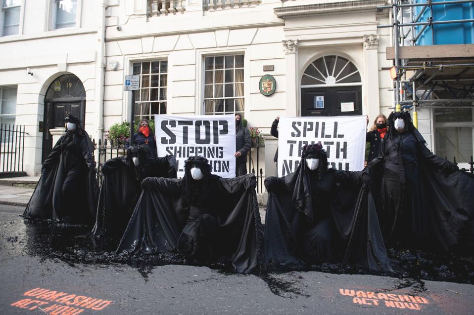 19 Oct: protests outside the Panama Embassy in London, responsible for weaker ship environmental standards
