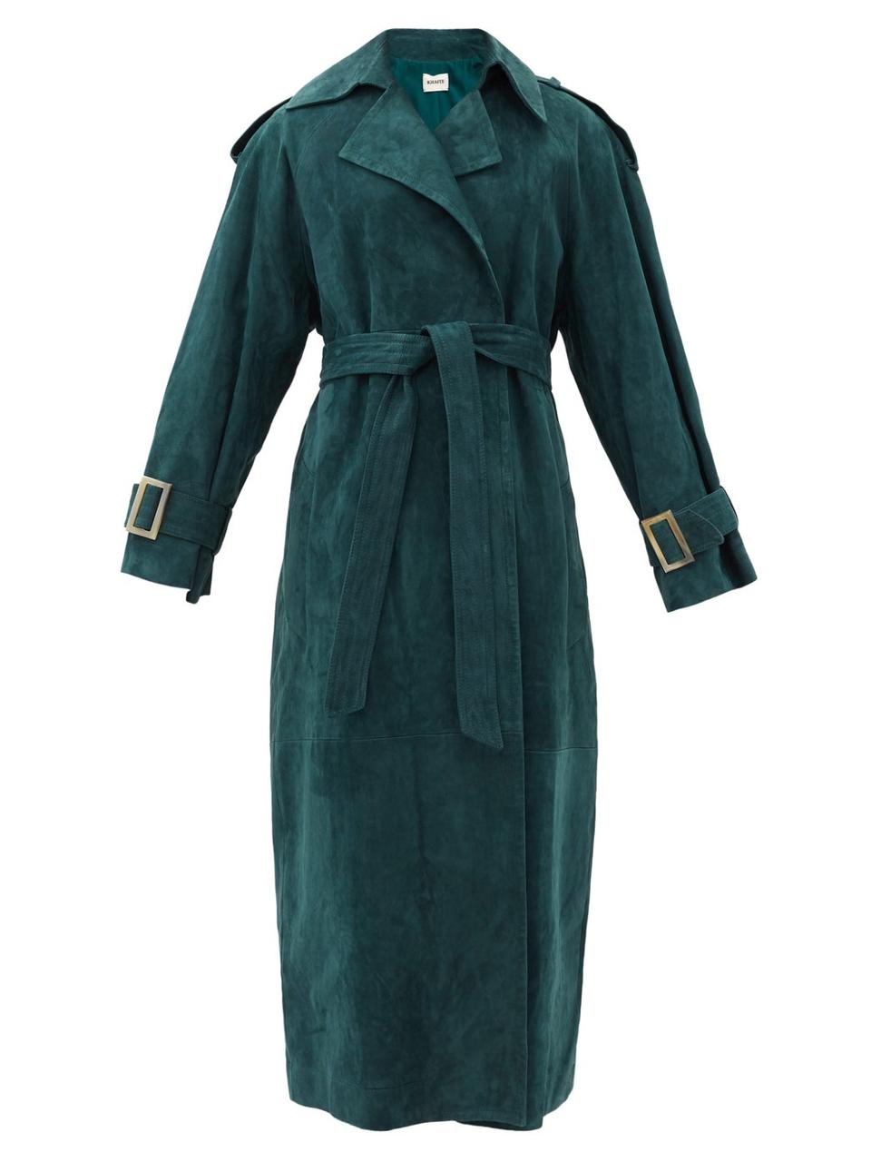 Libby Suede Trench Coat by KHAITE