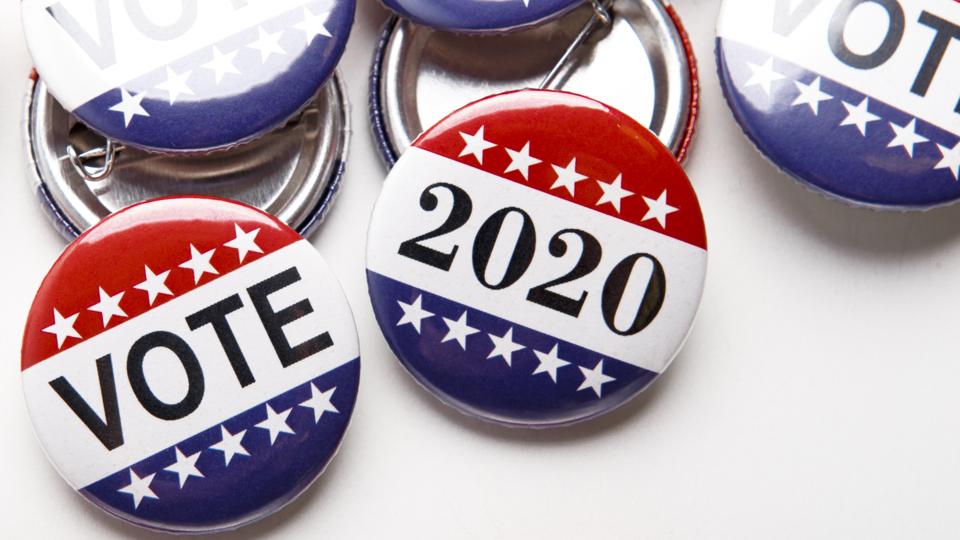 America Vote election badge buttons on white background