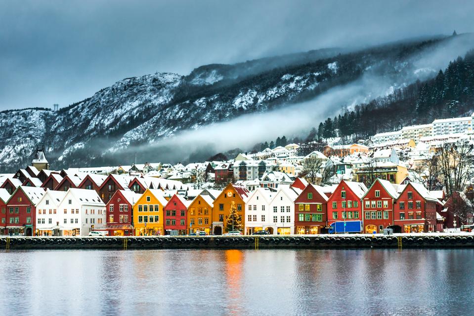 A winter view of Bergen, Norway.