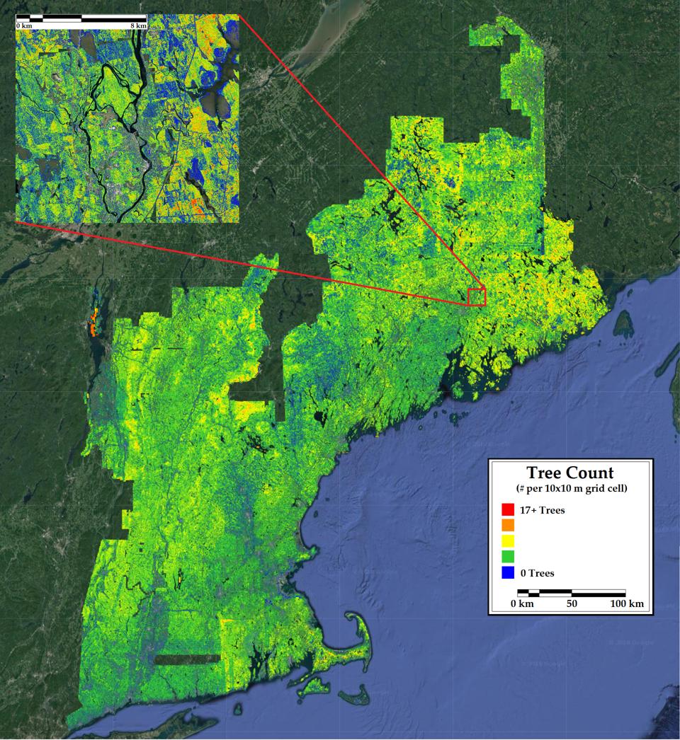 Satellite image of New England.
