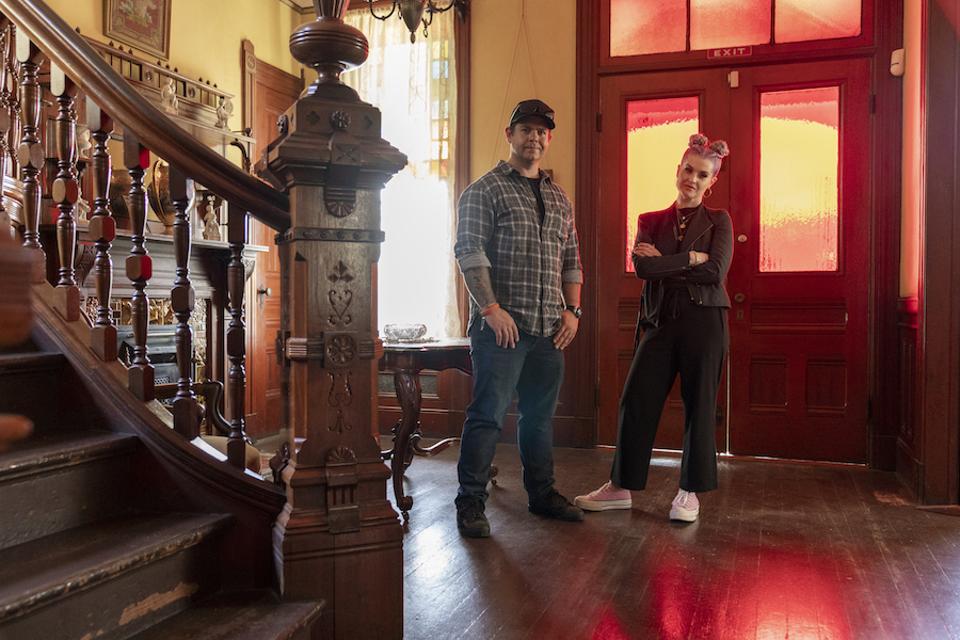 Jack and Kelly Osbourne at a haunted house