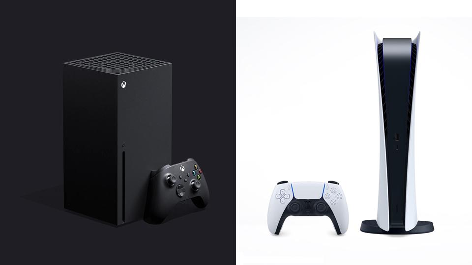 The Xbox Series X and PlayStation 5, side by side.