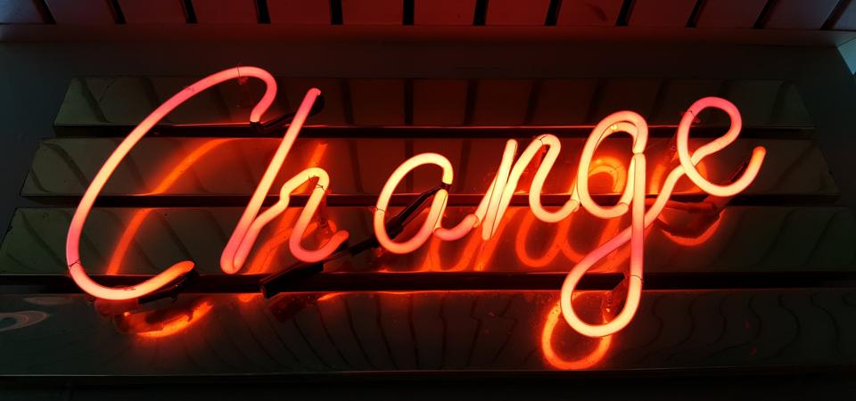 Change neon sign in Sandown Pier on the Isle of Wight (UK)