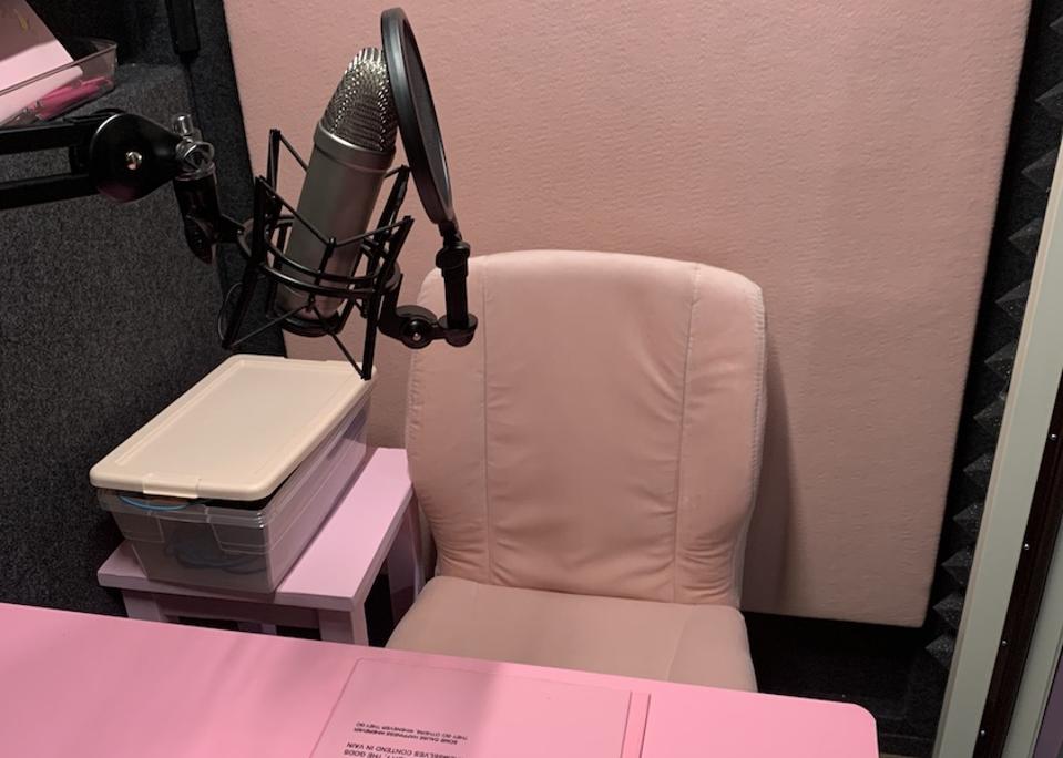 pink podcast recording studio