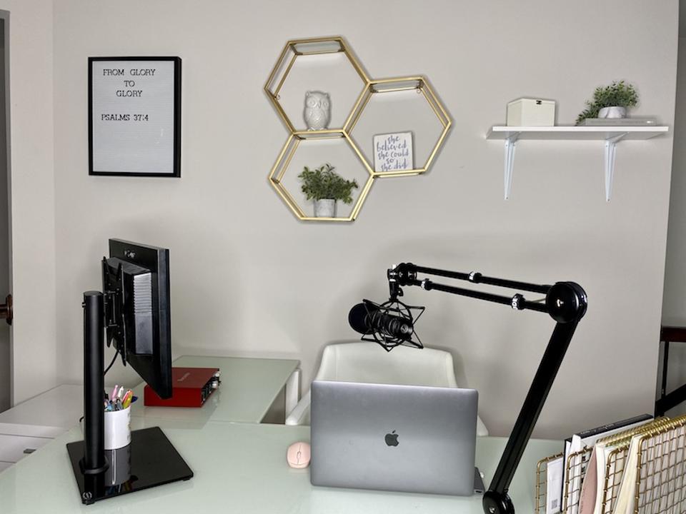 Fran Moore's podcasting space and home office