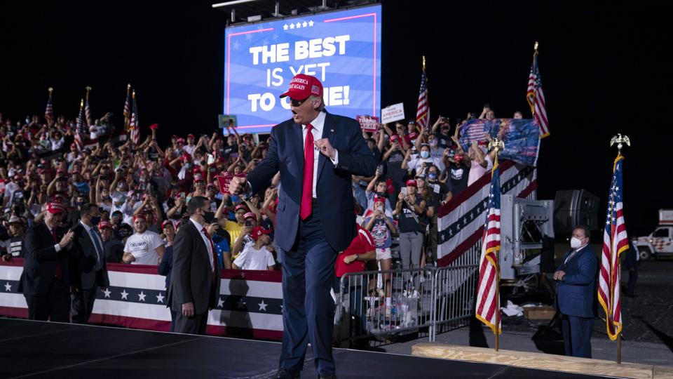 Election 2020: Trump MAGA rally in pivotal battleground electoral swing state of Florida.