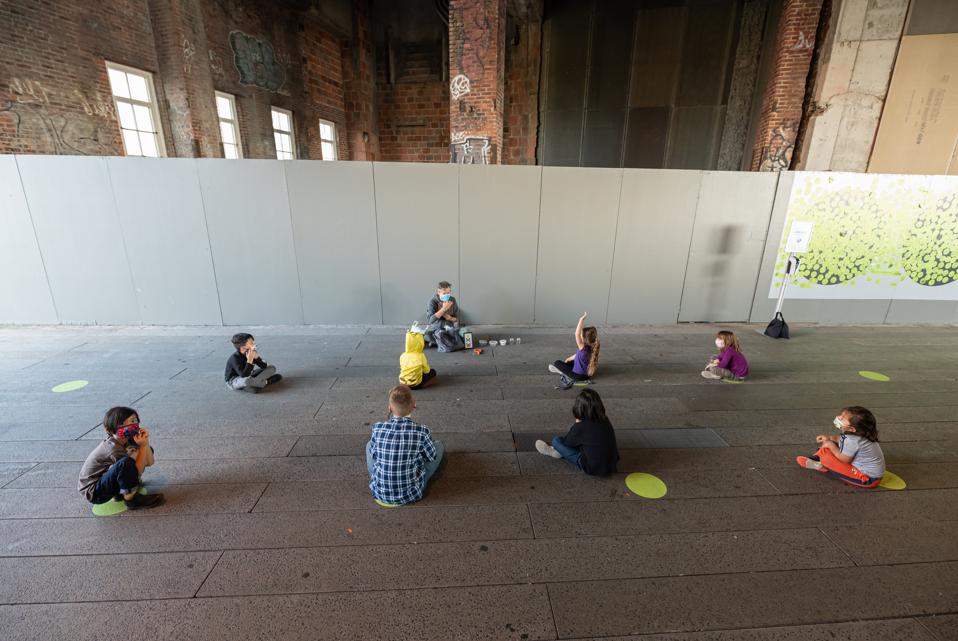 Students From PS 11 Elementary School Participate In Outdoor Learning On The High Line