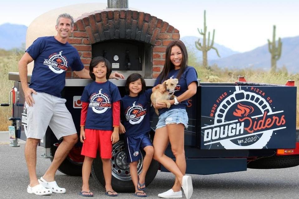 Arin Finger, owner of Dough Riders, with his family in Phoenix.