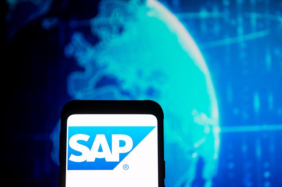 In this photo illustration a SAP Technology logo seen...