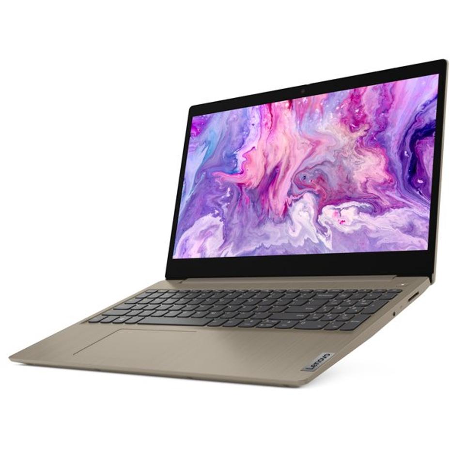 Lenovo IdeaPad 3 15″ Laptop with purple screen display in almond