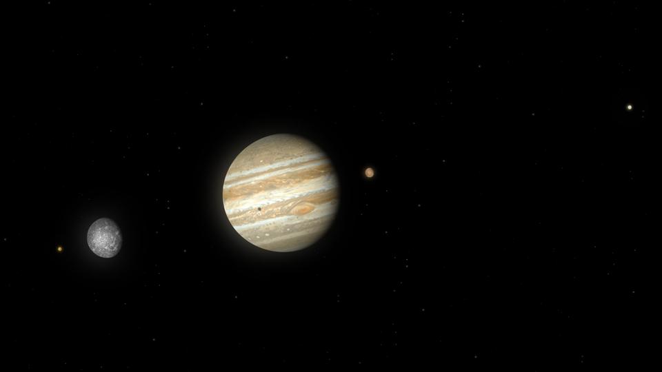 Artwork of Jupiter and Moons