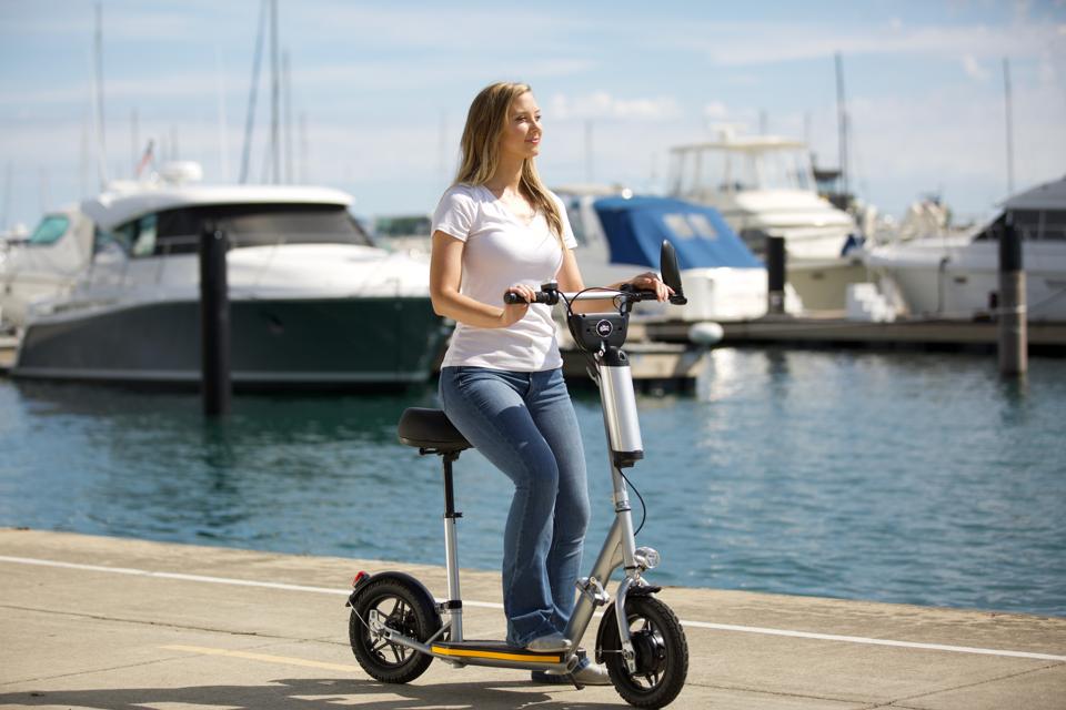 The seat can be removed to convert the Balto into a stand-up scooter.