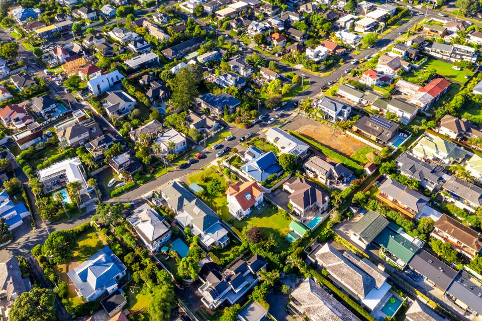 Auckland suburban houses from above