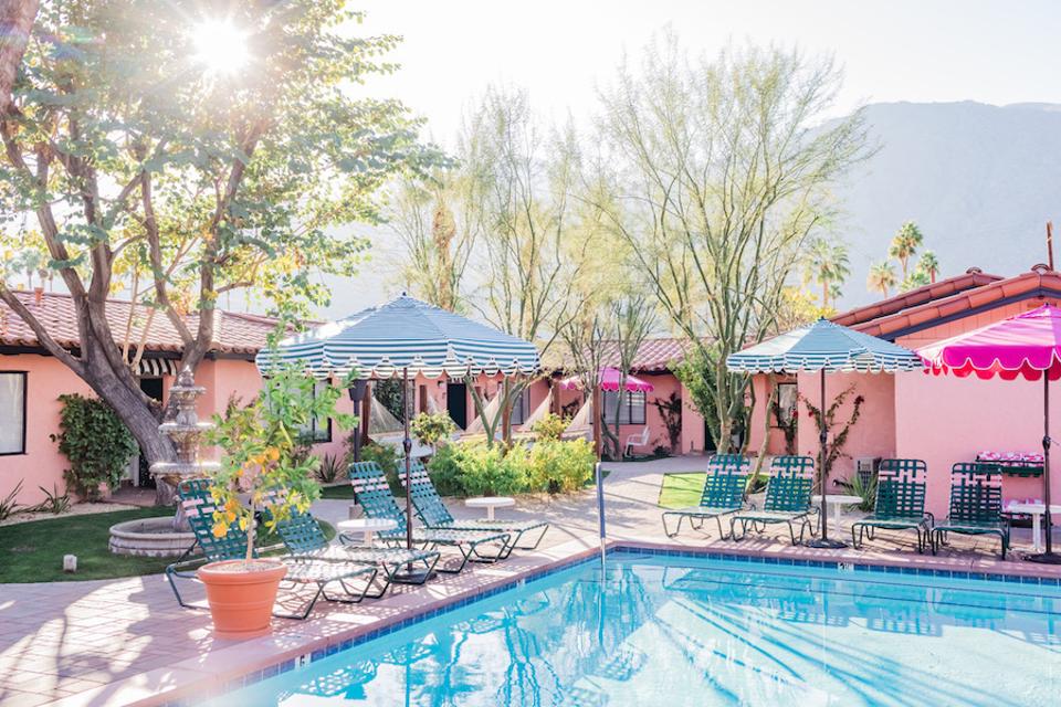 The pool and courtyard at Les Cactus.