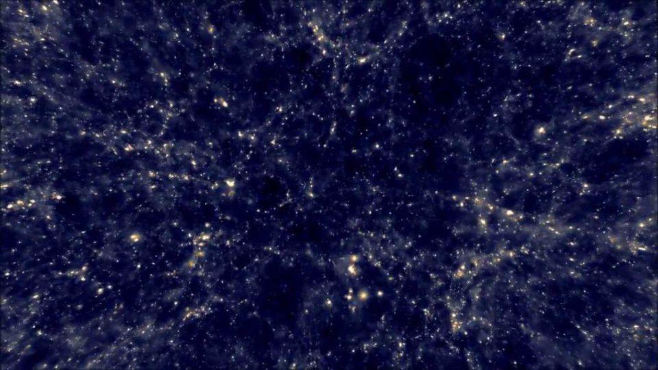 In this simulated map of our observable Universe, each point of light represents a galaxy.