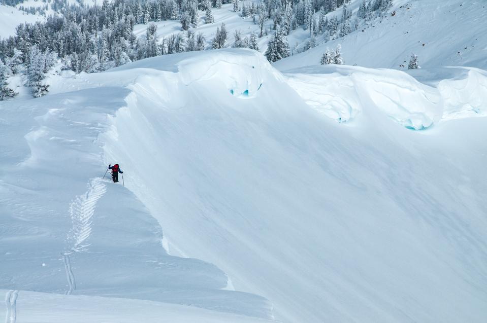 A backcountry skier near Jackson Hole, Wyo.