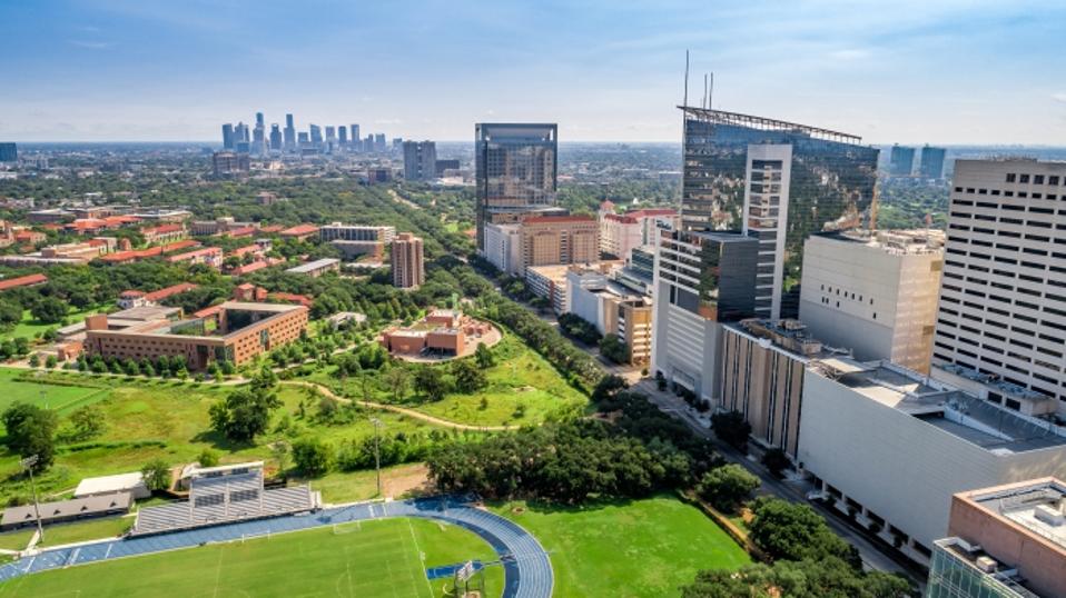 Aerial view of the Texas Medical Center in Houston.