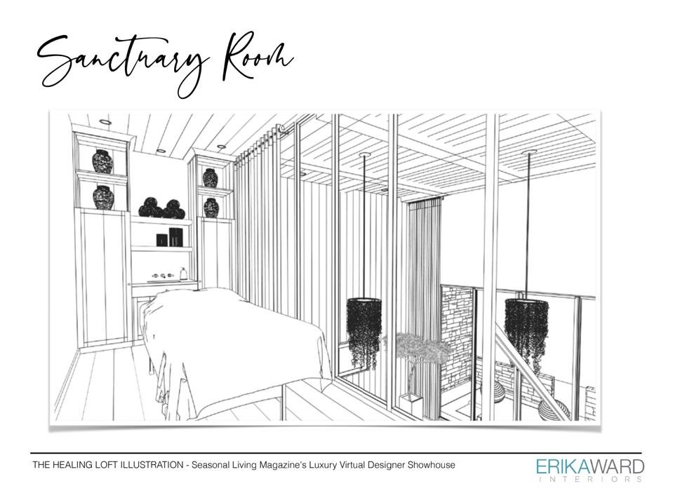 Illustration of a wellness space for a virtual showcase home.