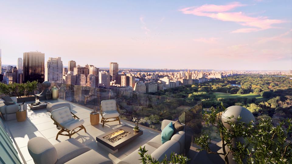 A terrace overlooking Central Park in Manhattan.