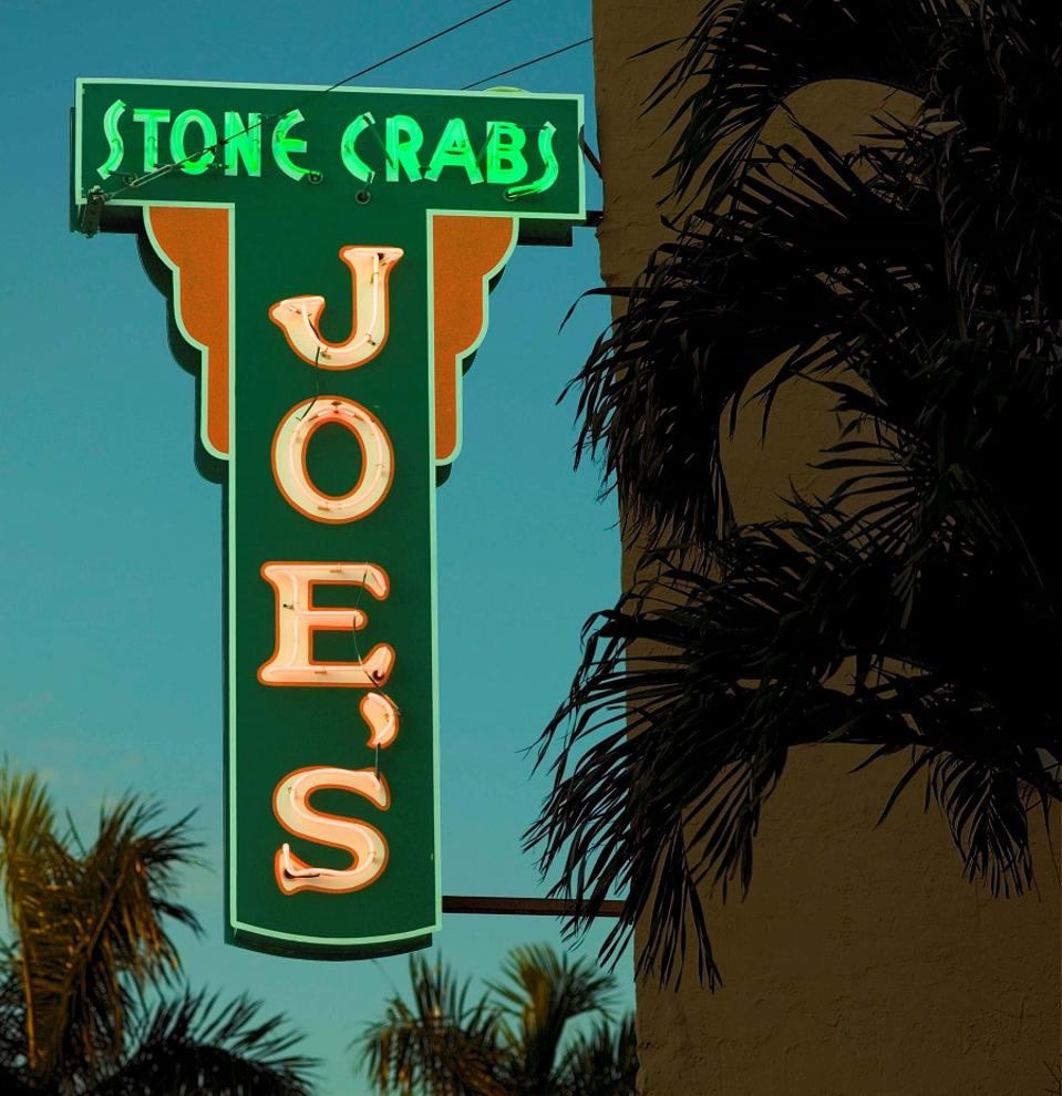 Joe's Stone Crab vintage neon sign