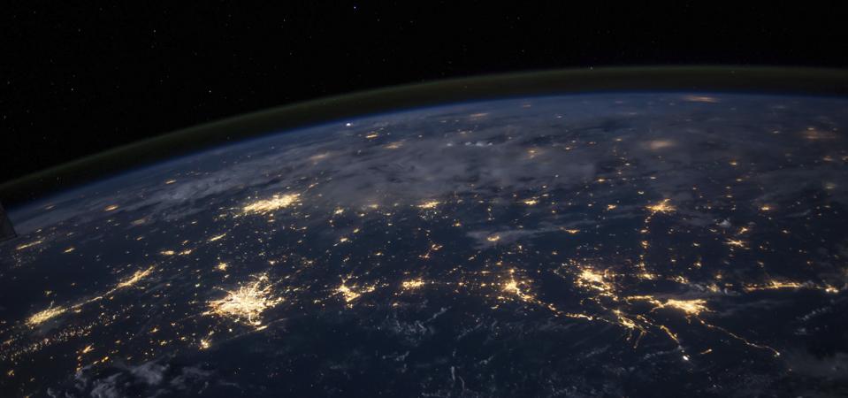 City lights of the Southern United States.