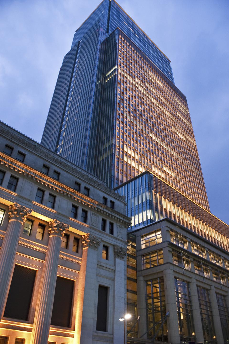 Mitsui Tower in Tokyo, with Mitsui Memorial museum to the left