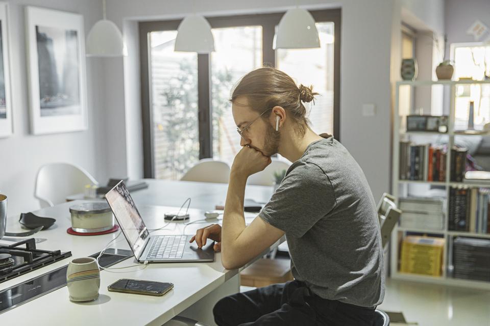Non binary person working from home