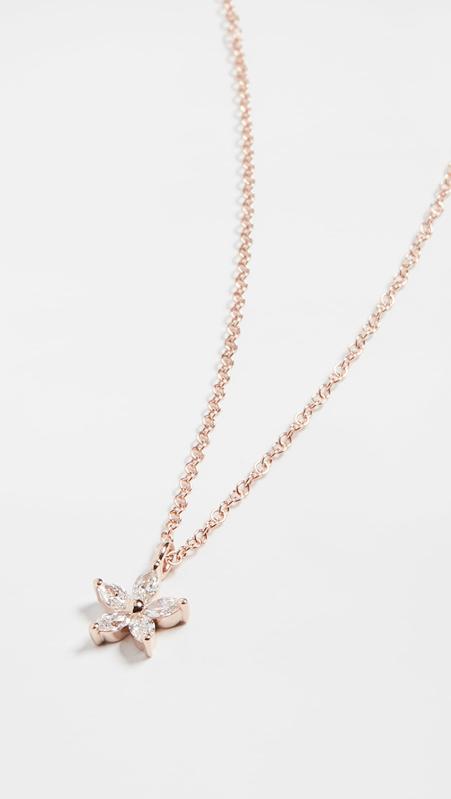 EF Collection 14k Marquise Diamond Flower Choker Necklace