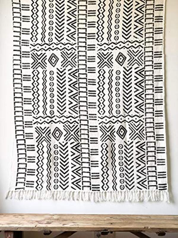 Black White Mudcloth Inspired Throw Blanket