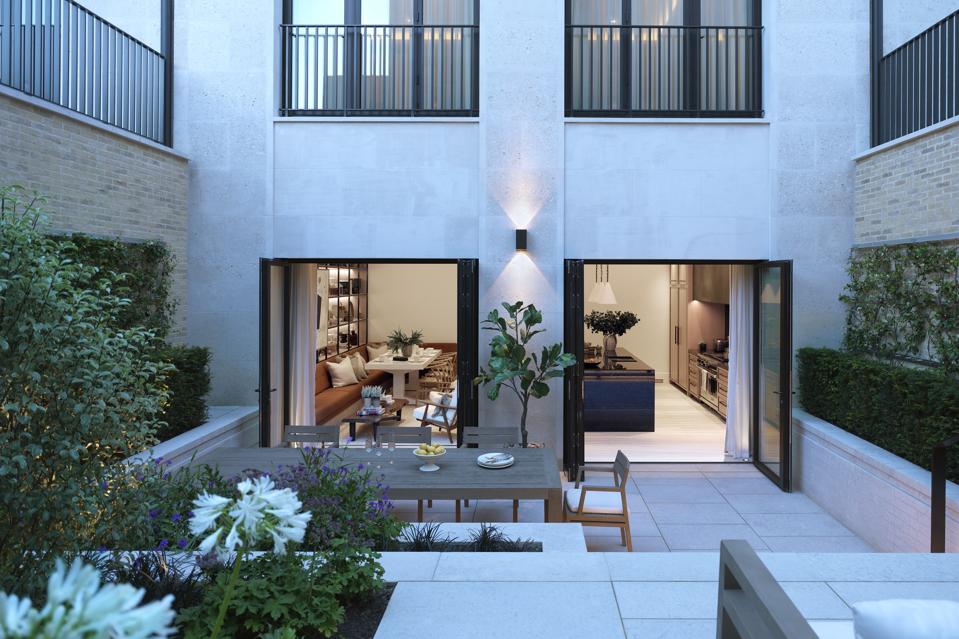 Private courtyard at Three Mulberry, London luxury real estate