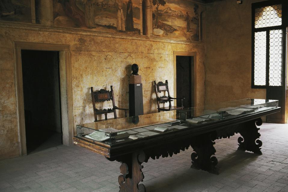Interior of house of the poet Francesco Petrarca.