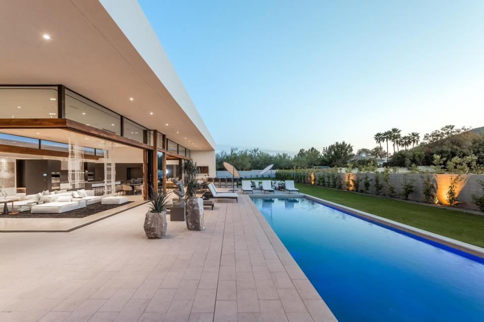 Outdoor pool at a home in the Cameldale Estates community of Paradise Valley, Arizona.