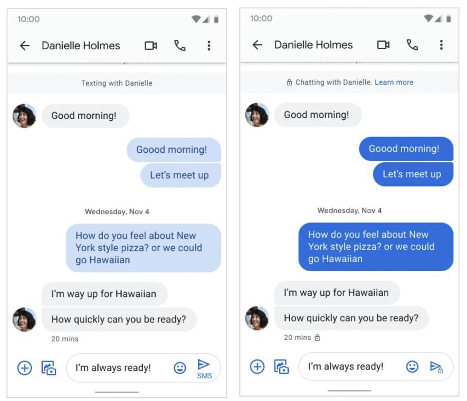 the android messages now offers endtoend