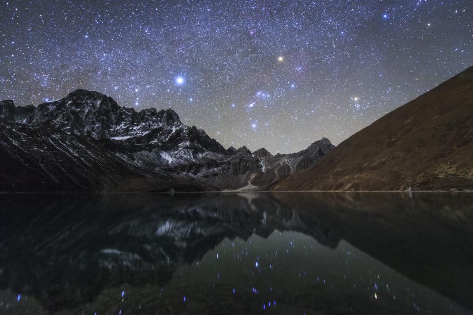 What's the brightest star in the night sky? The winter Milky Way with bright Sirius just off-center, as seen from Nepal.