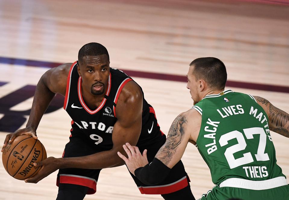 Toronto Raptors versus the Boston Celtics.